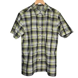 Kuhl Mens Ionik Short Sleeve Plaid Button Down Shirt Green Black White Size M